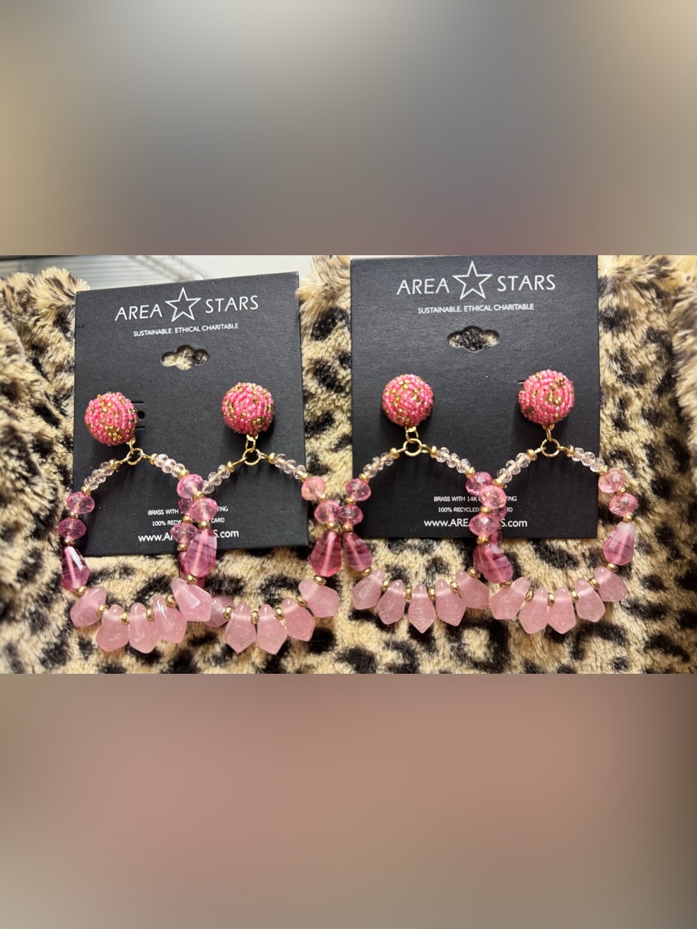 NWT(2 pairs)Nordstrom Jewelry Area Stars Pink Sheer Hoop Earrings 2”